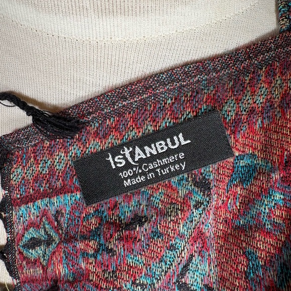 Istanbul 100% Cashmere Colorful Paisley Scarf wrap - Picture 4 of 4